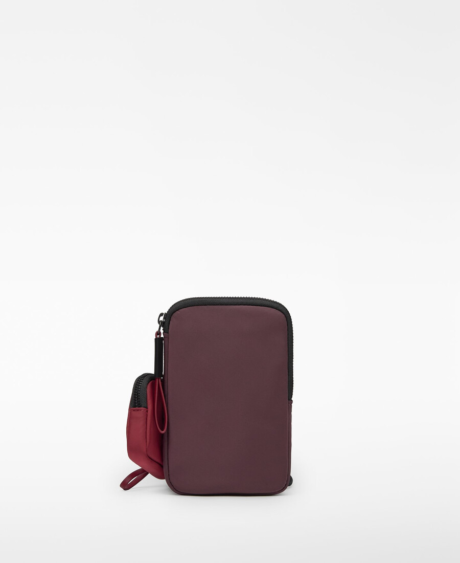 porta cellulare bicolore in nylon da donna