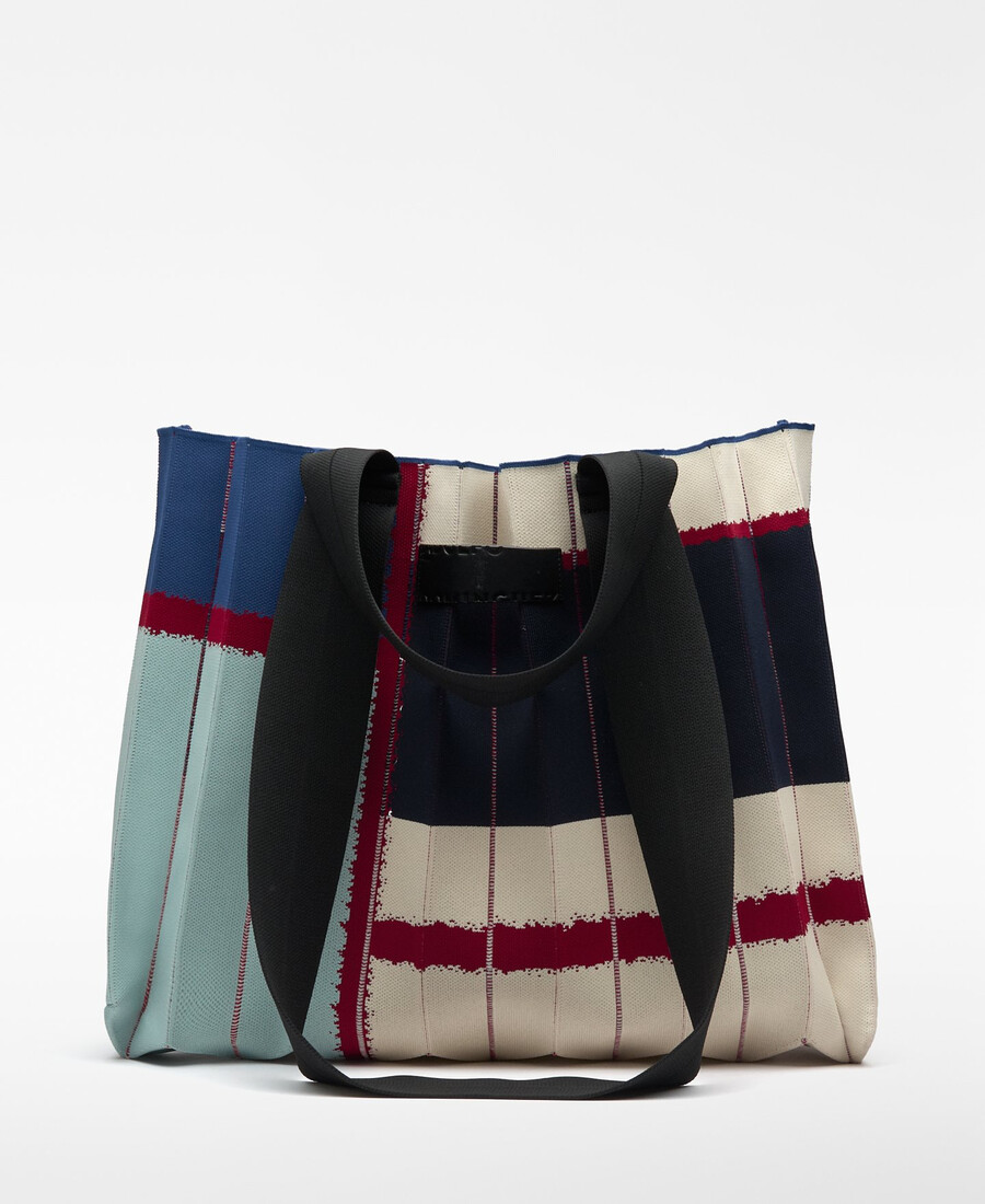 borsa maxi shopper plissettata stampata da donna