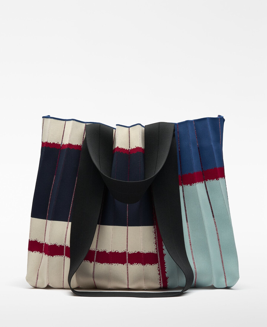borsa maxi shopper plissettata stampata da donna