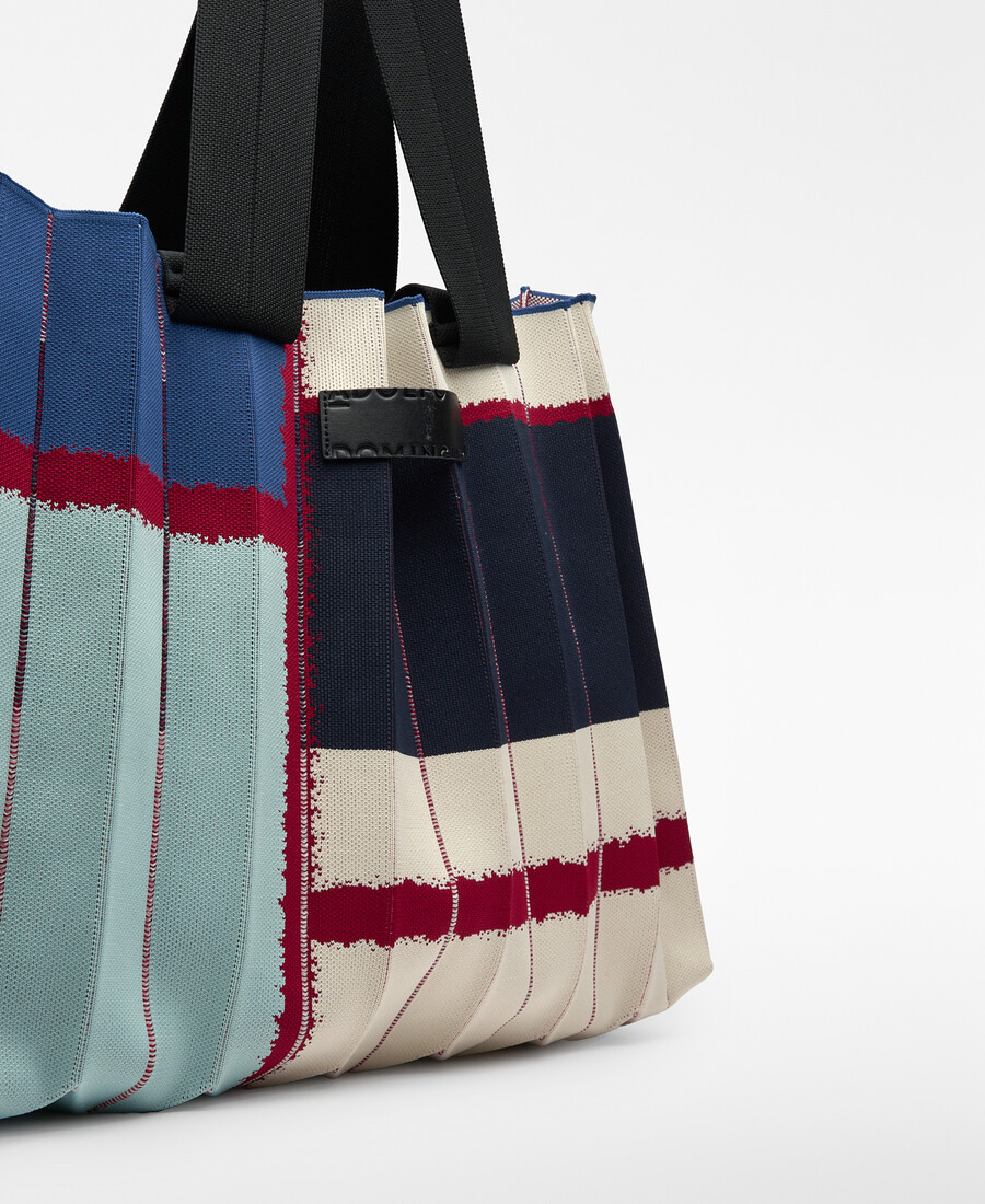 borsa maxi shopper plissettata stampata da donna