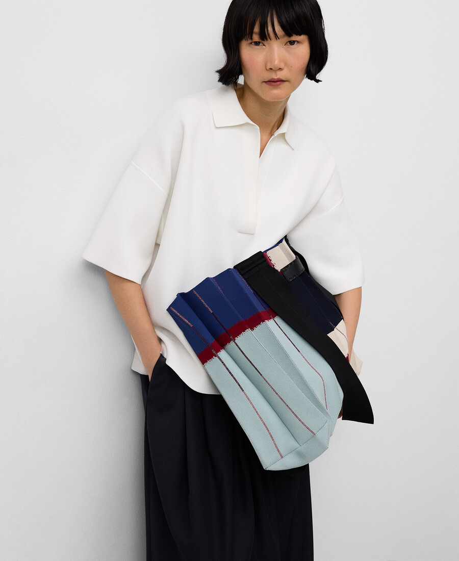 borsa maxi shopper plissettata stampata da donna