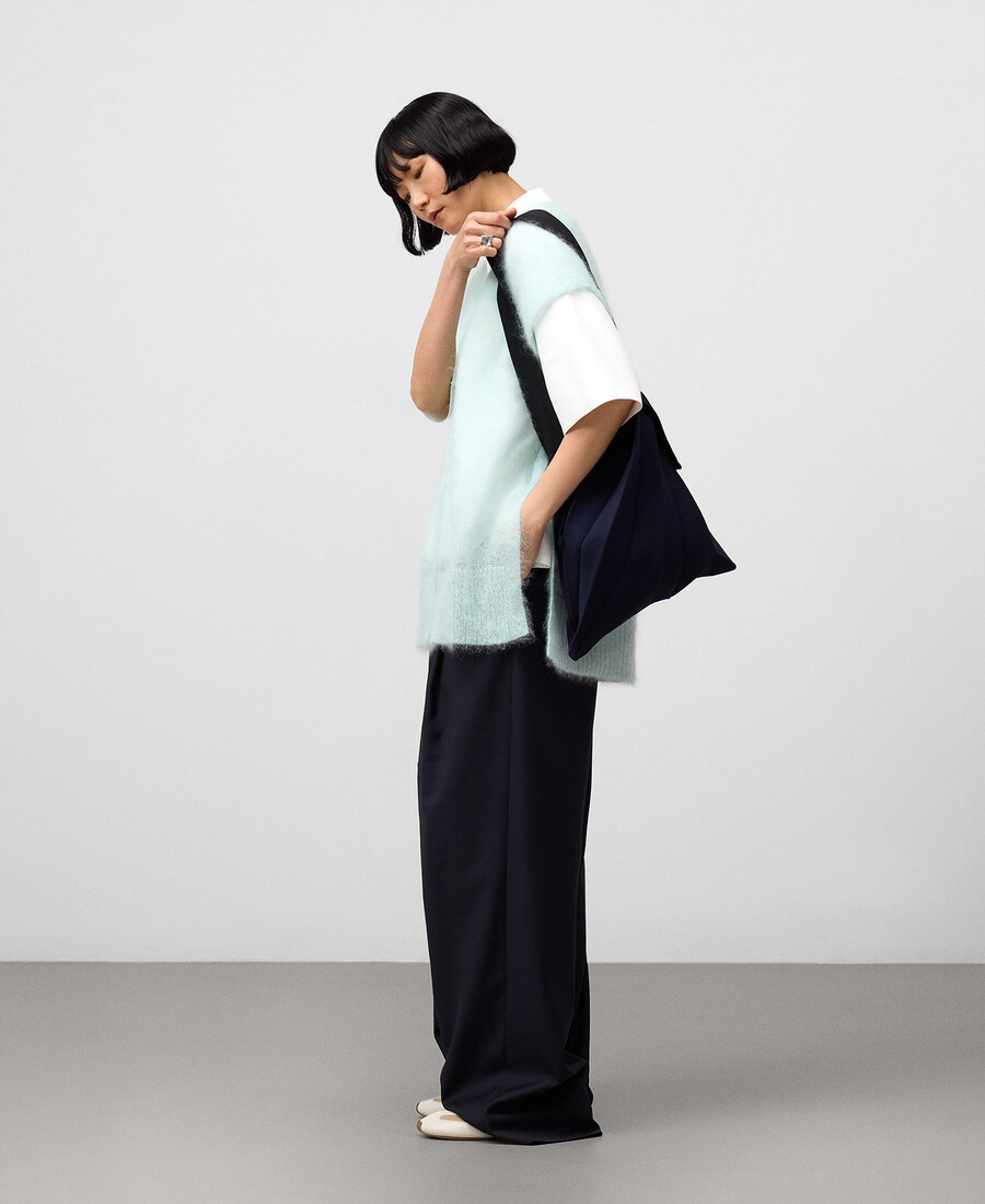 borsa hobo plissettata in maglia da donna