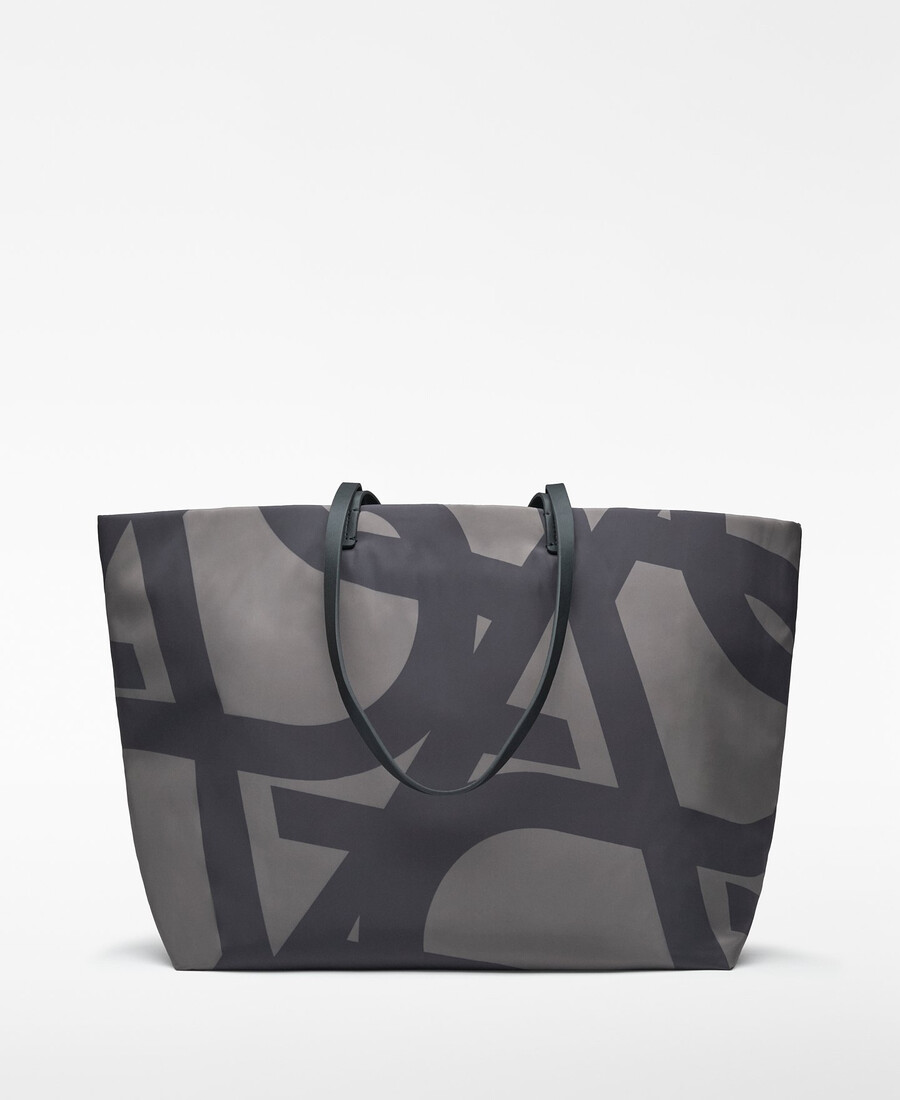 borsa shopper maxi logo in nylon da donna