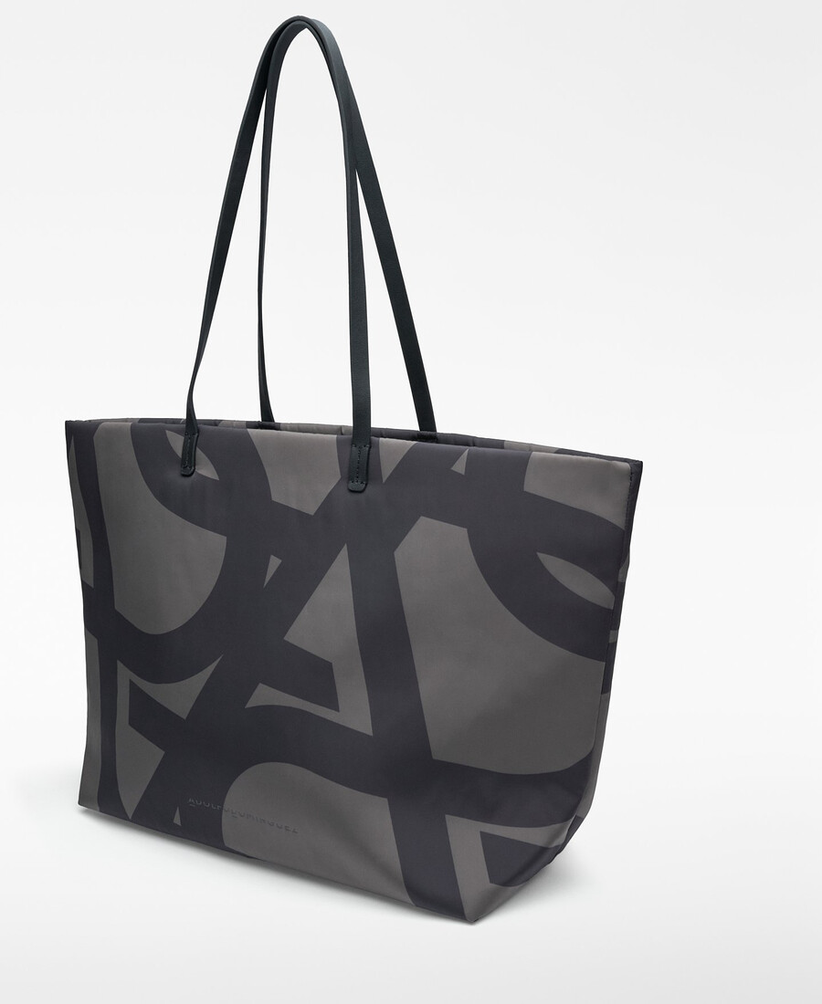 borsa shopper maxi logo in nylon da donna