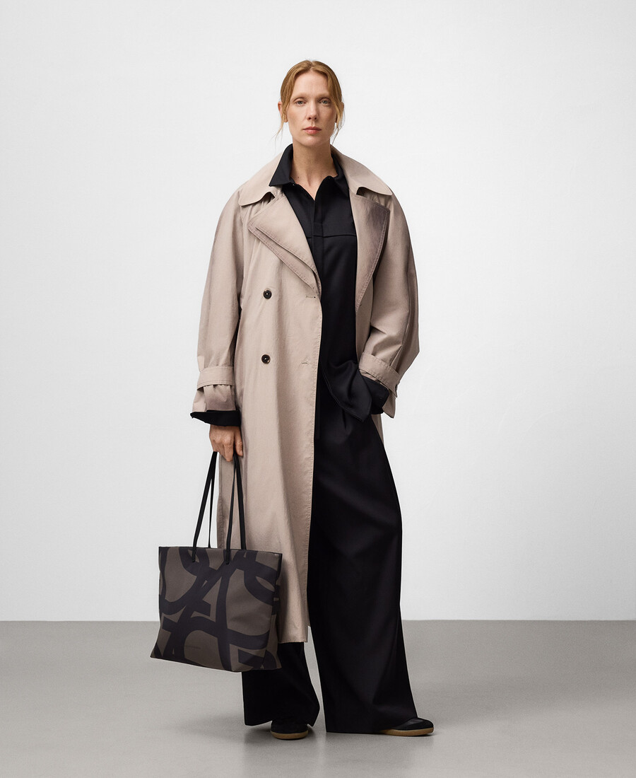 borsa shopper maxi logo in nylon da donna