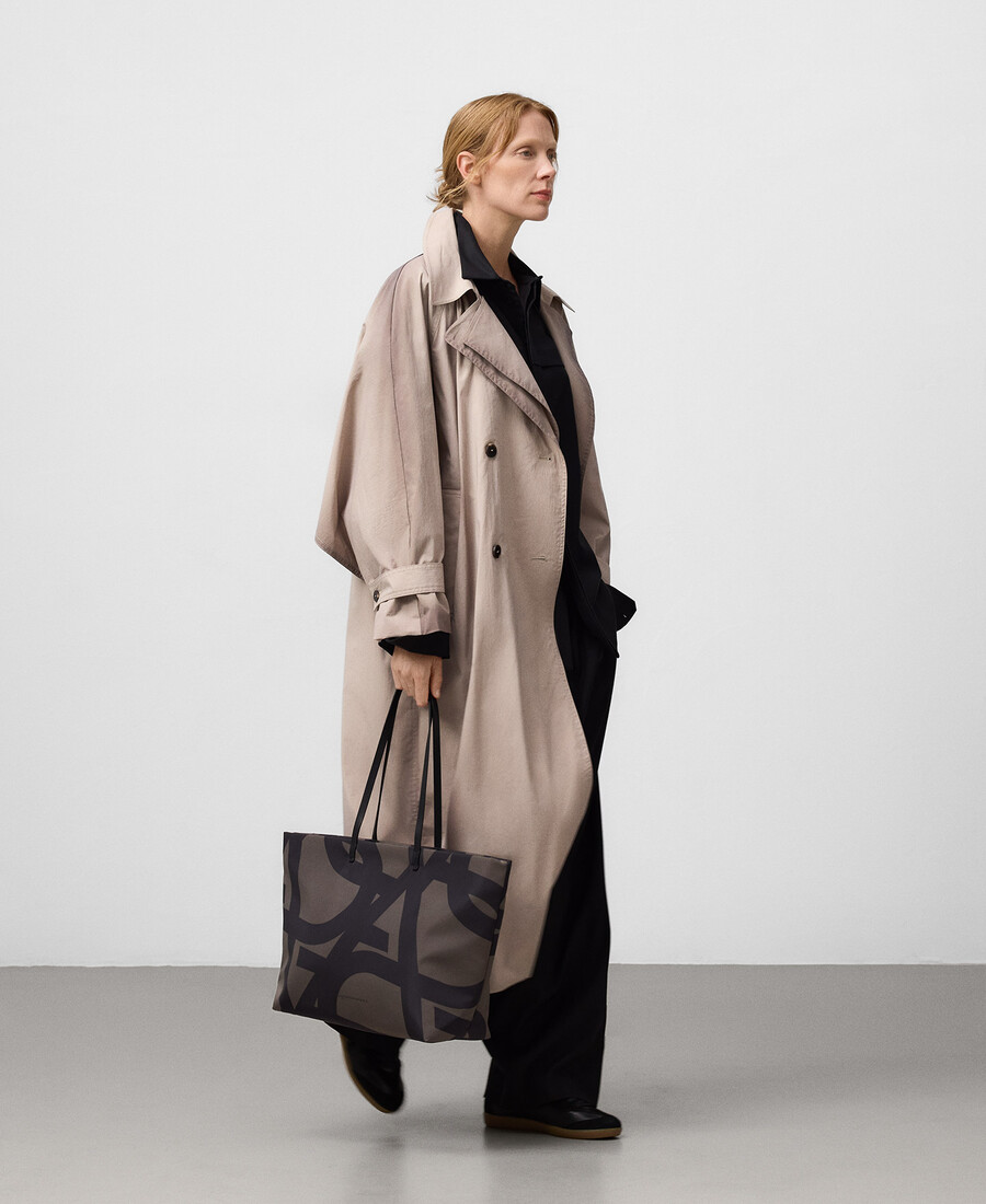 borsa shopper maxi logo in nylon da donna