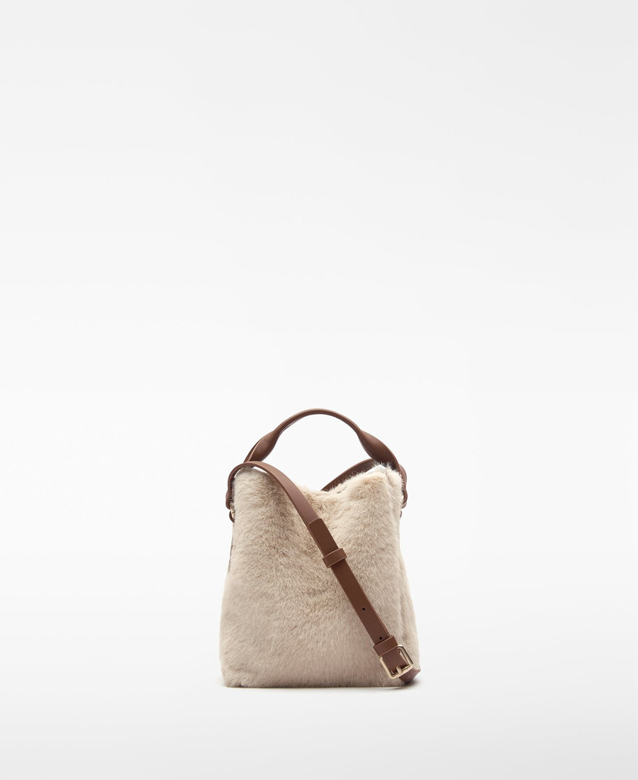borsa hobo piccola in pelliccia sintetica mica da donna