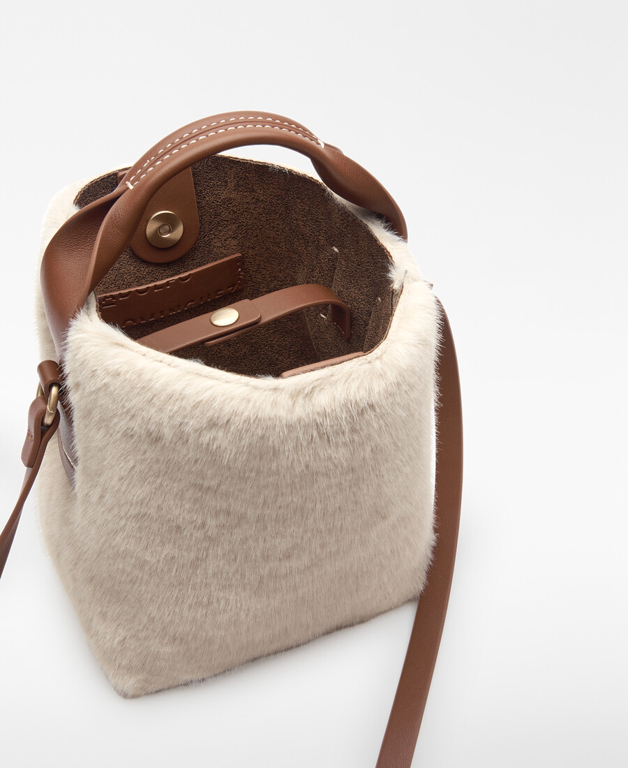 borsa hobo piccola in pelliccia sintetica mica da donna