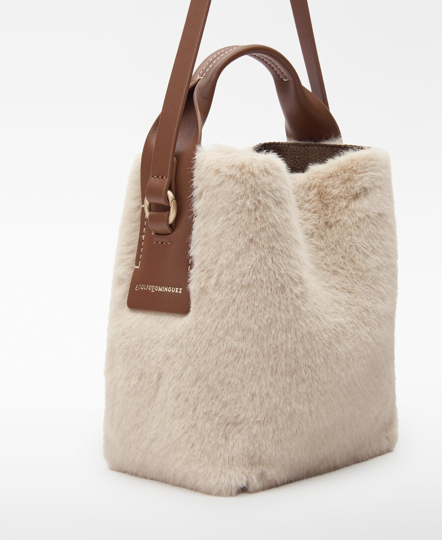 borsa hobo piccola in pelliccia sintetica mica da donna