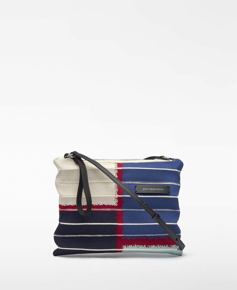 borsa da toilette da donna in maglia stampata e plissettata