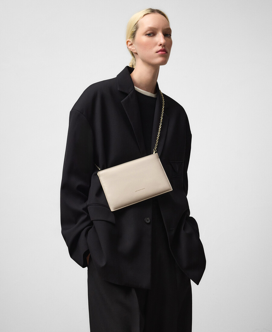 pochette imbottita in pelle da donna