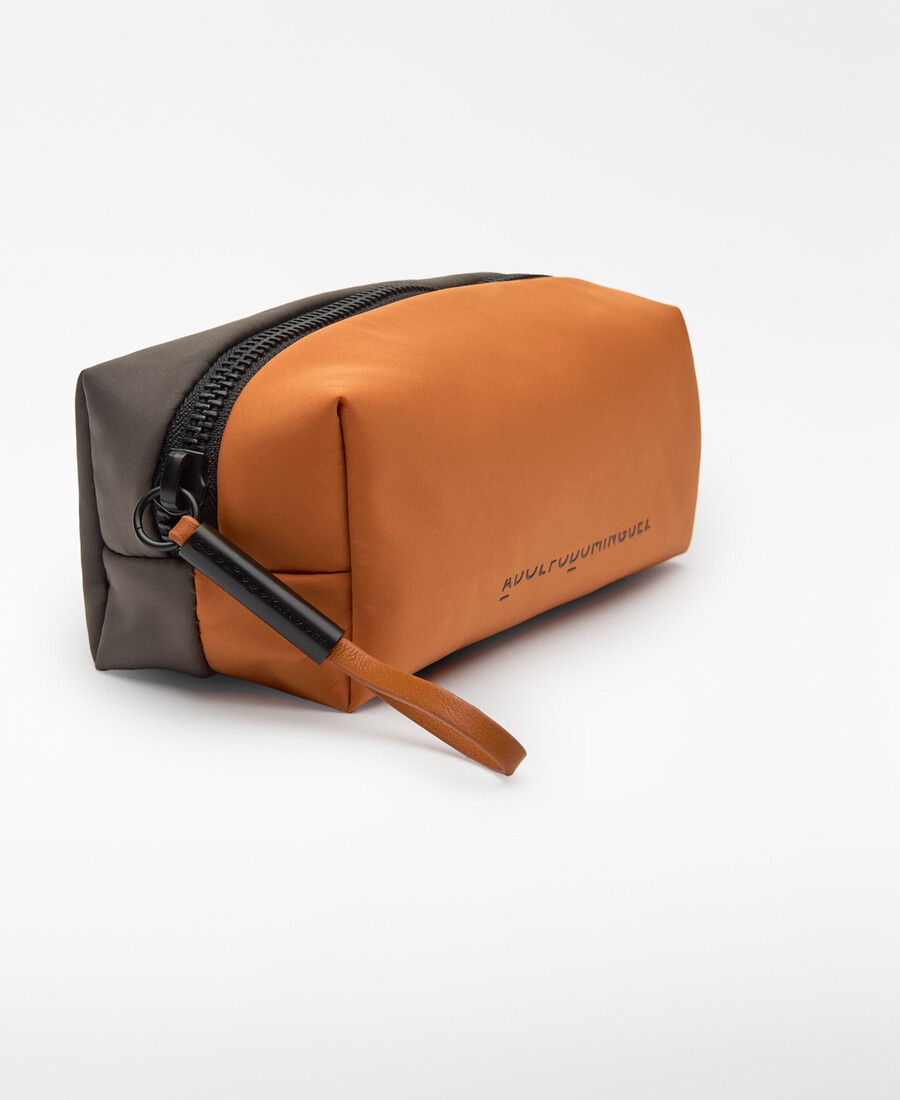 borsa da toilette media bicolore in nylon da donna