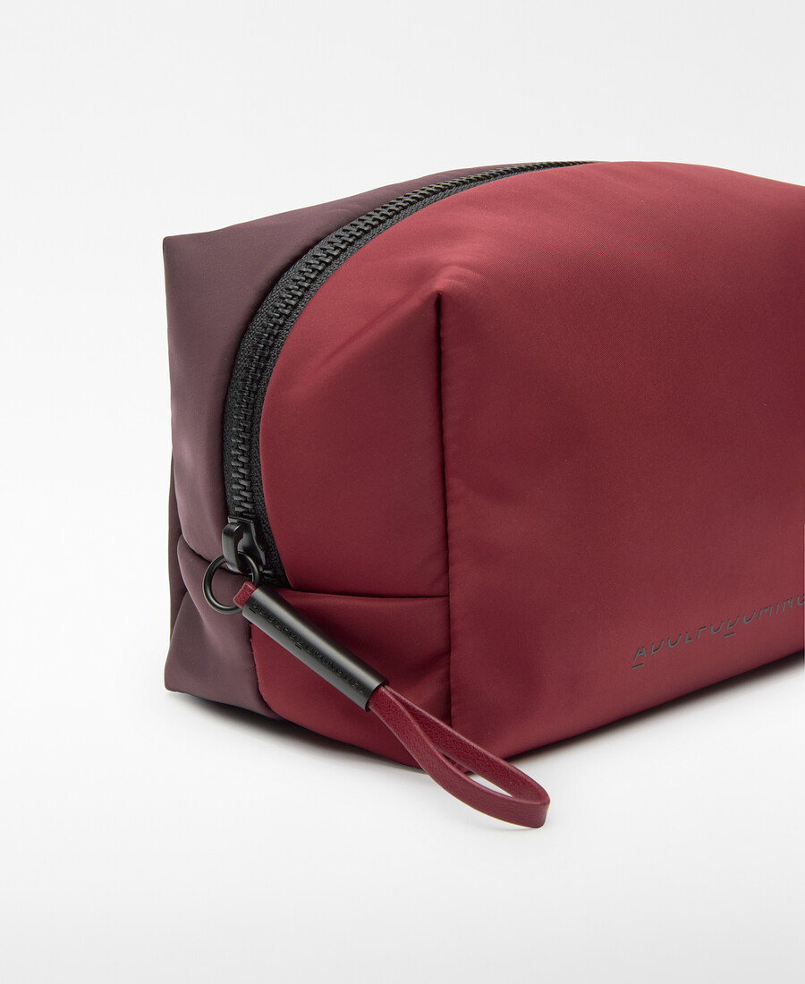 borsa da toilette grande bicolore in nylon da donna