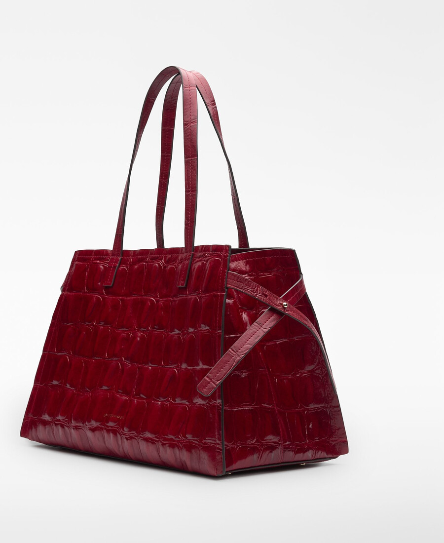 borsa da città donna in mica stampa coccodrillo
