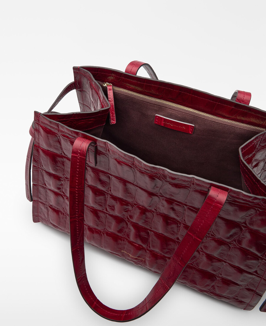 borsa da città donna in mica stampa coccodrillo