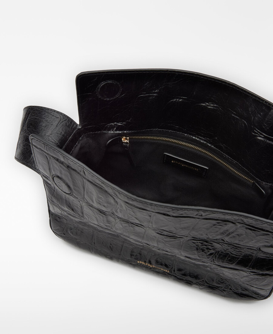 borsa a tracolla da donna in mica stampa coccodrillo
