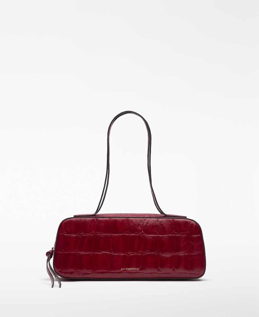 borsa bowling da donna in mica con stampa coccodrillo