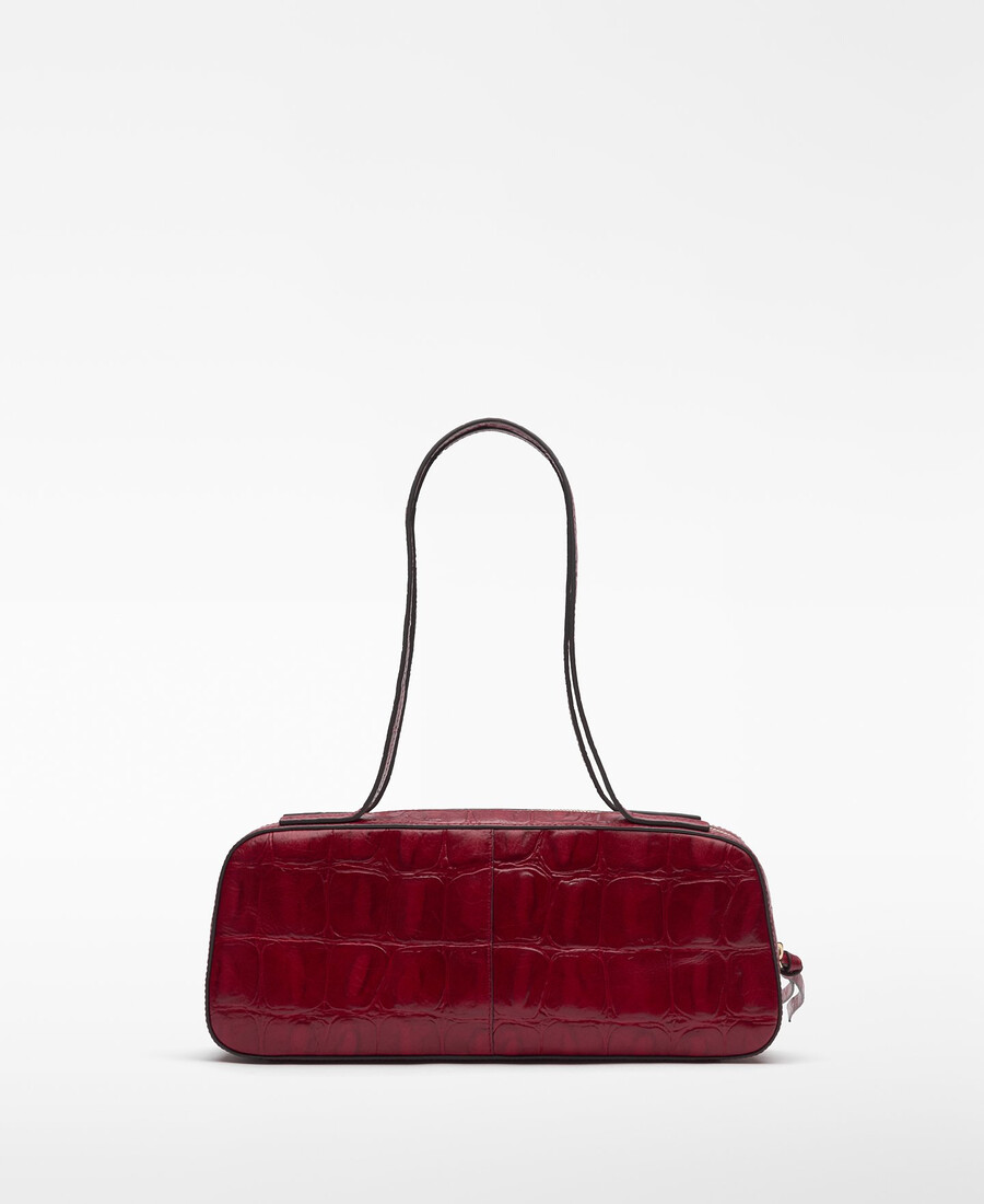 borsa bowling da donna in mica con stampa coccodrillo