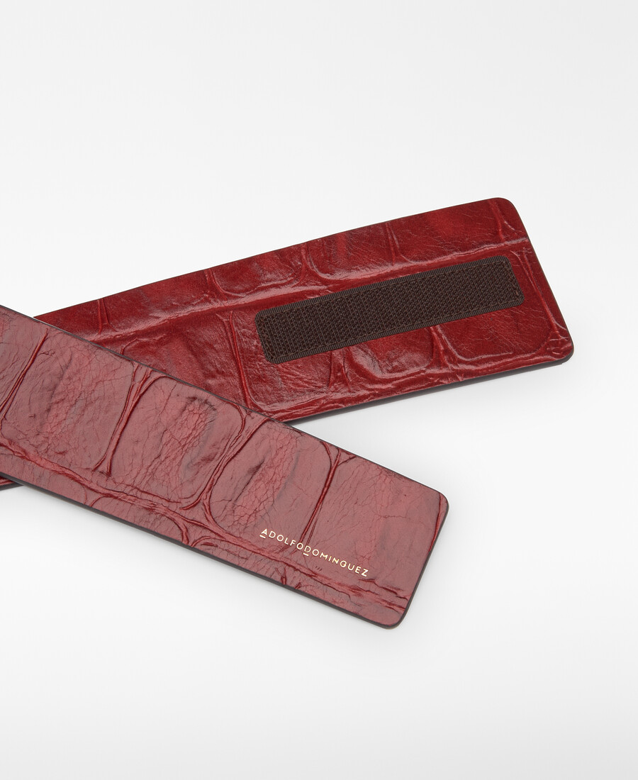 cintura in pelle con chiusura in velcro da donna
