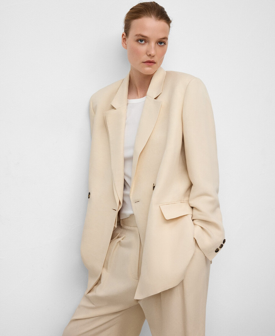 blazer doppio rever con cintura donna