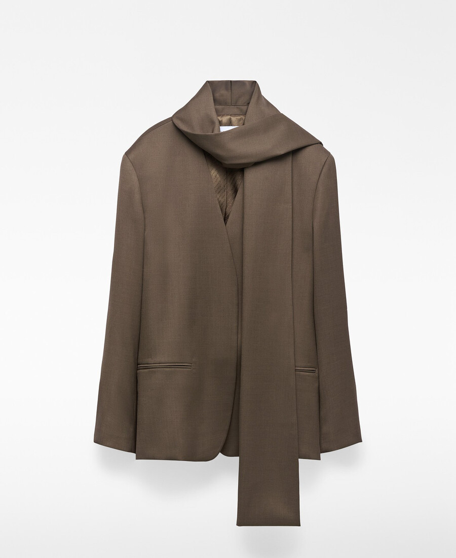 blazer sartoriale con collo a sciarpa da donna