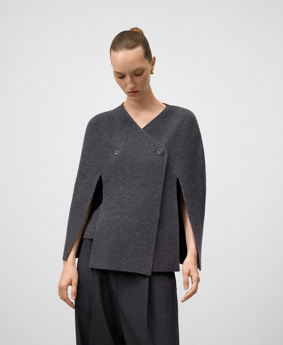 mantella avvolgente in lana merino da donna