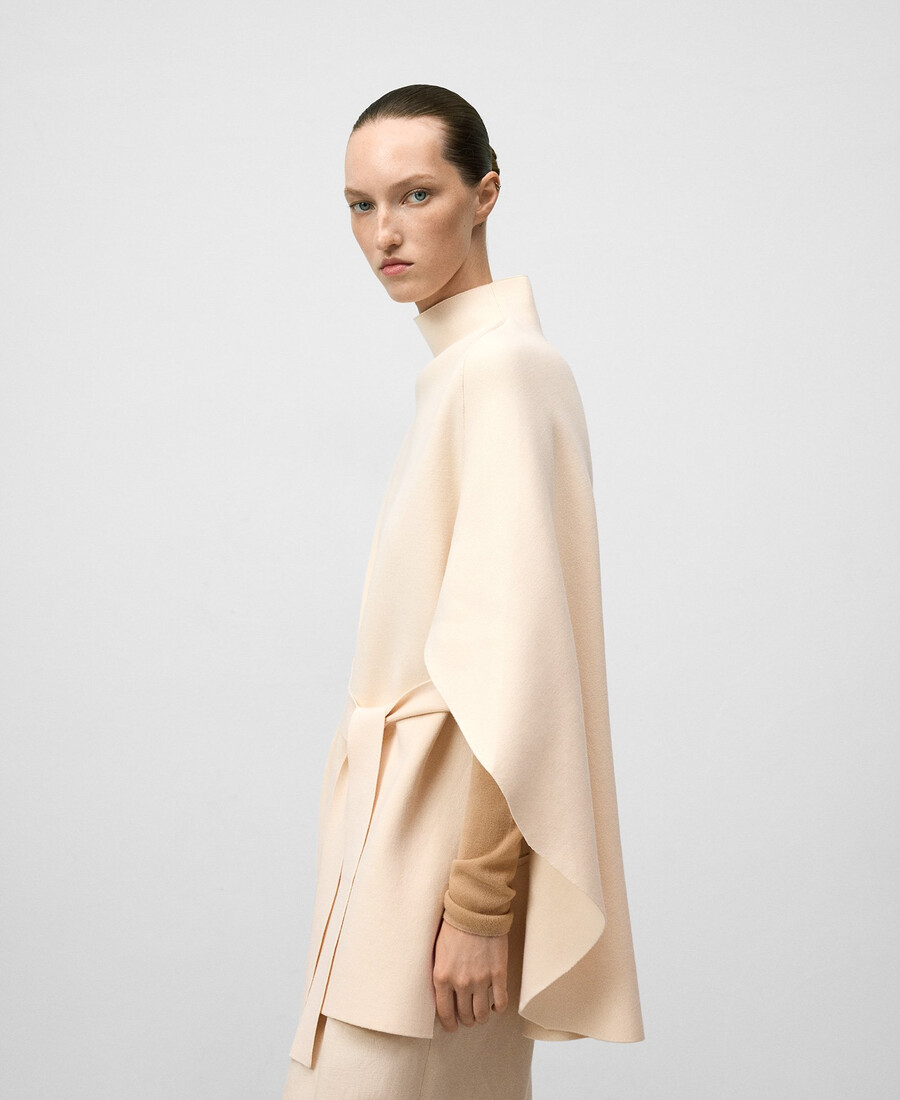 mantella in maglia con cintura donna