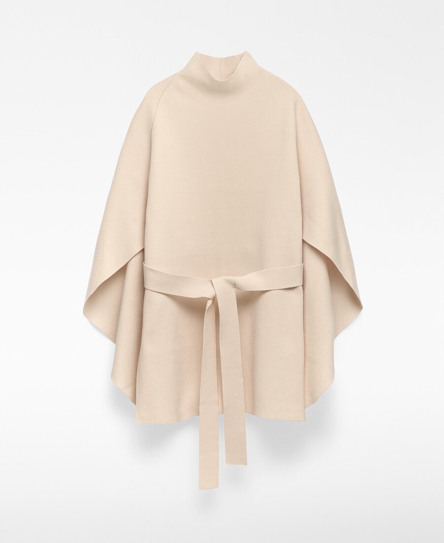 mantella in maglia con cintura donna