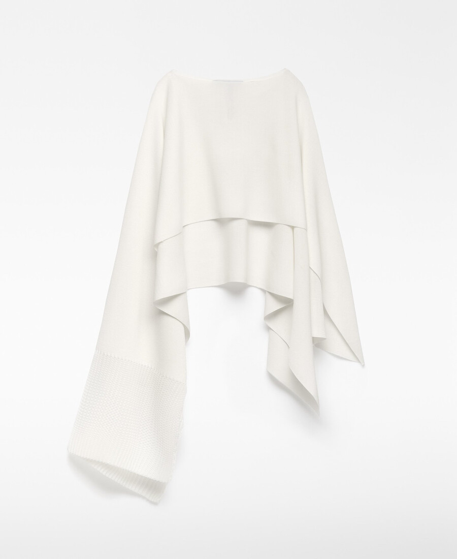 mantella asimmetrica in maglia a coste da donna