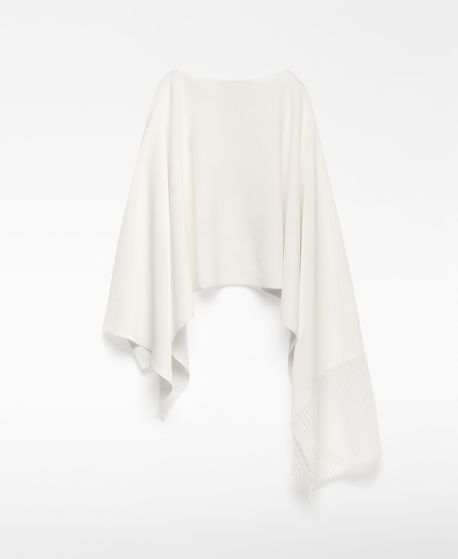 mantella asimmetrica in maglia a coste da donna