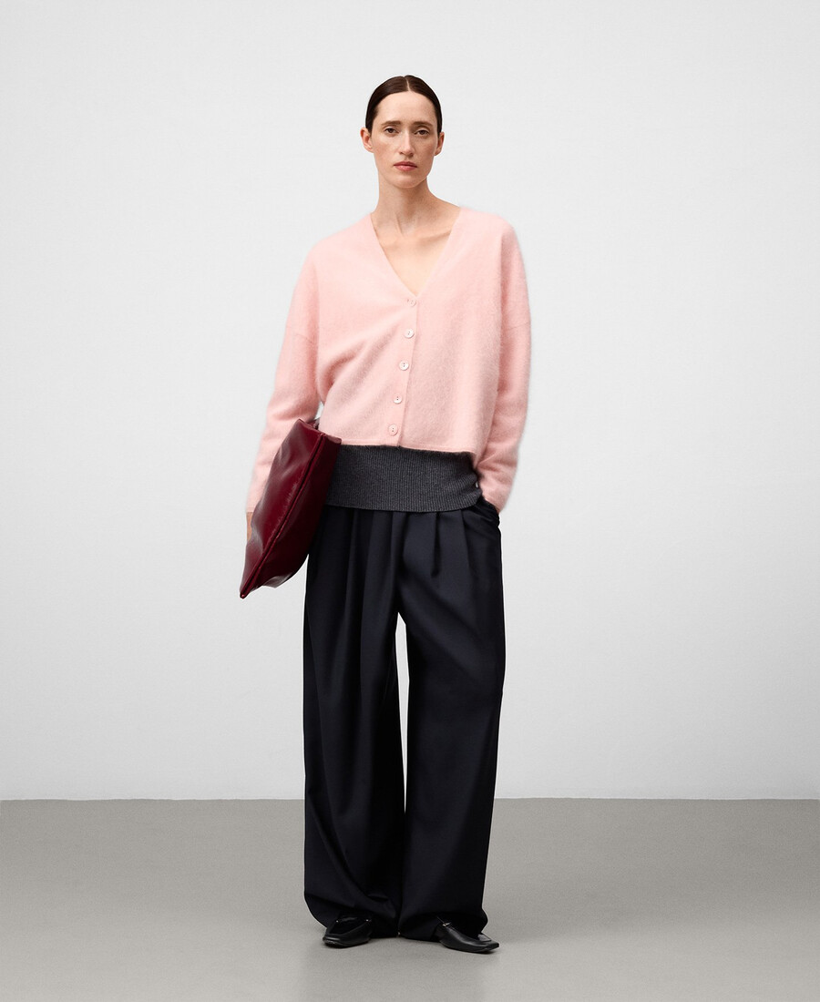 cardigan donna in maglia garzata di cashmere