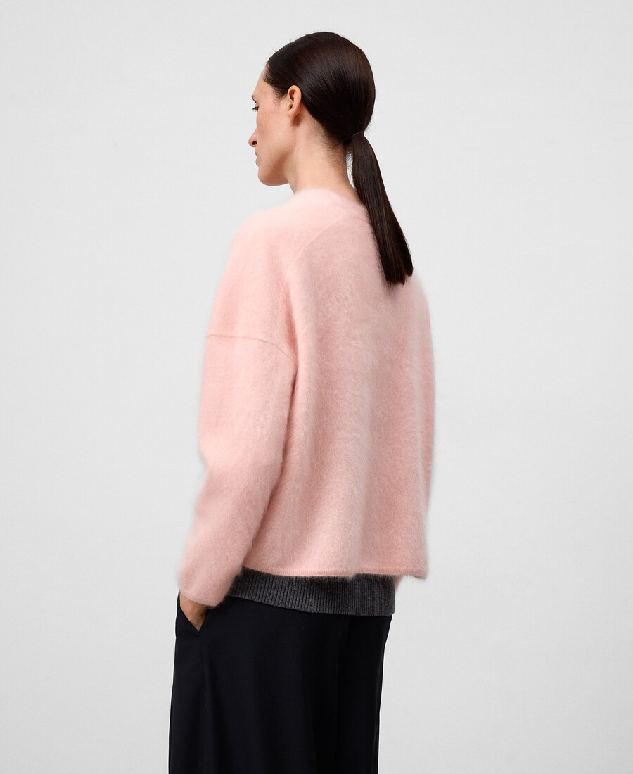 cardigan donna in maglia garzata di cashmere