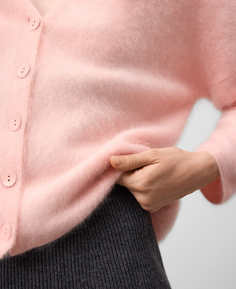 cardigan donna in maglia garzata di cashmere