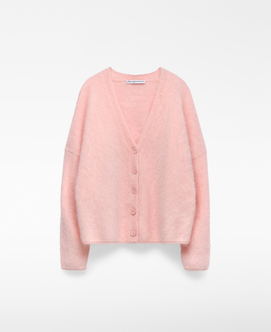 cardigan donna in maglia garzata di cashmere