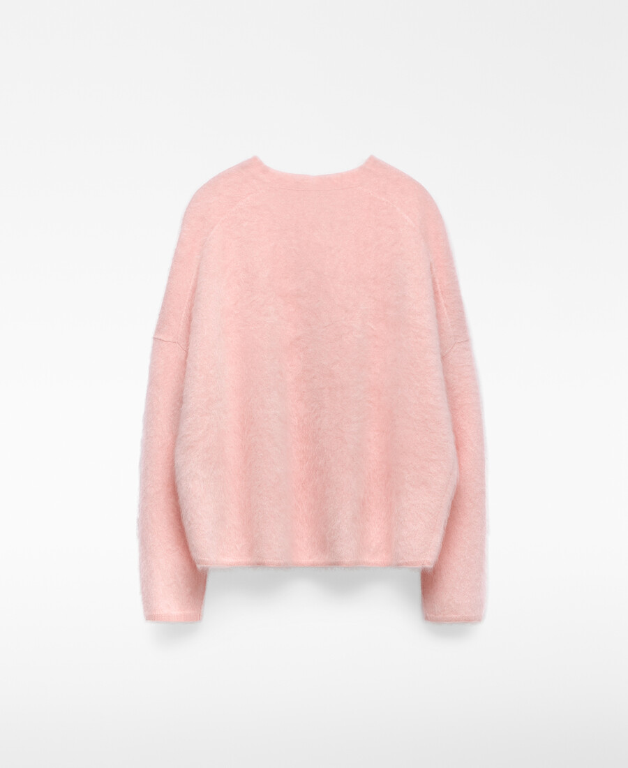 cardigan donna in maglia garzata di cashmere