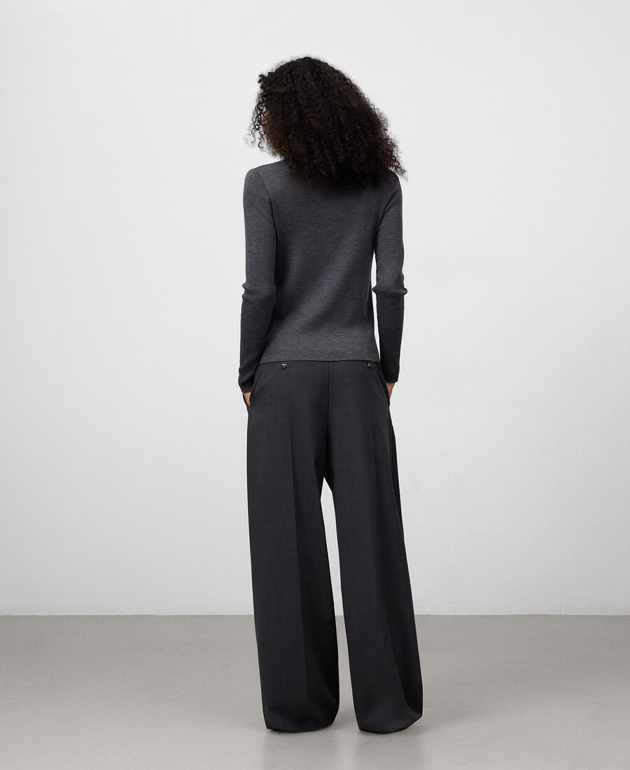 cardigan aderente in lana merino da donna