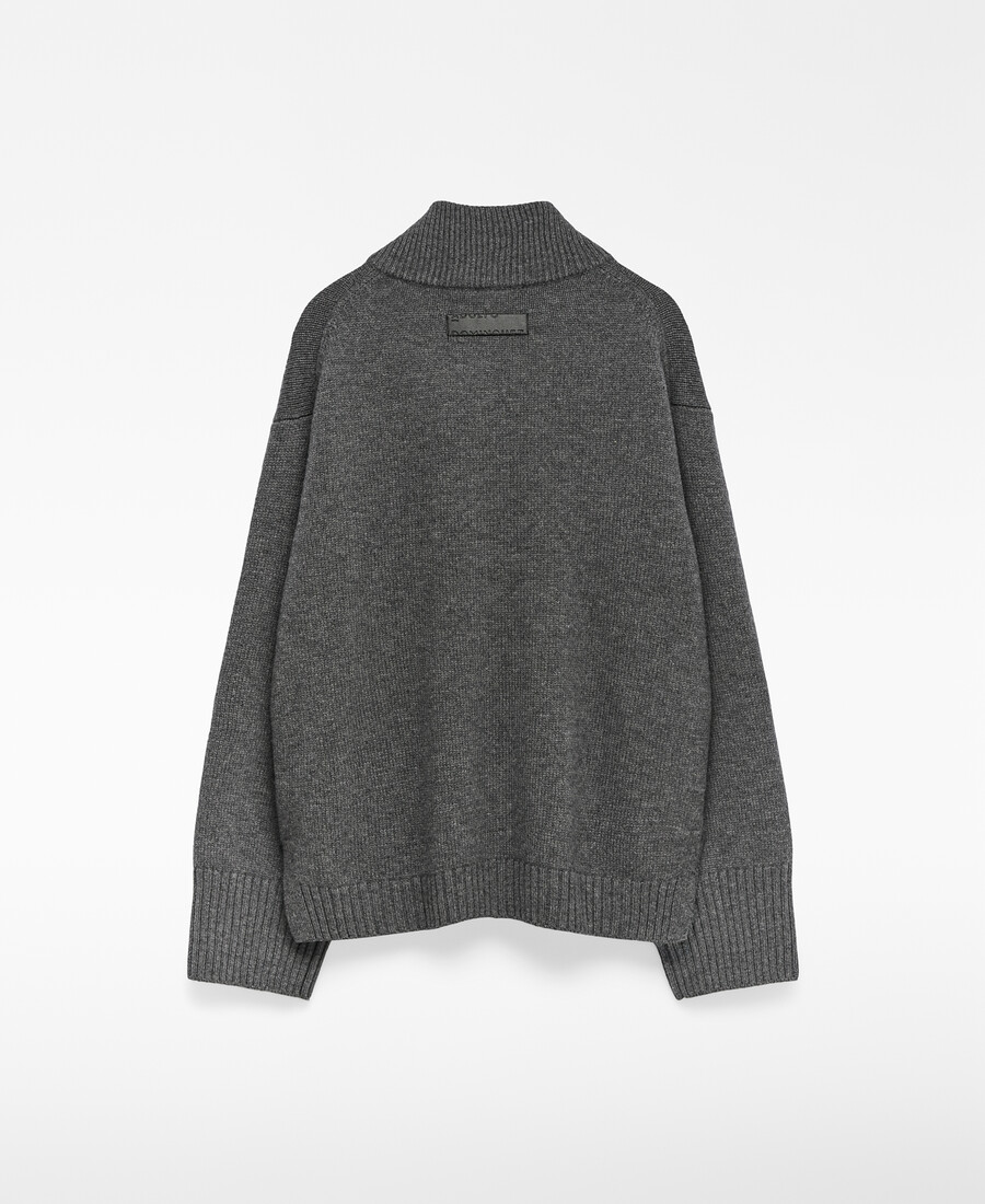 cardigan donna collo alto in lana merino