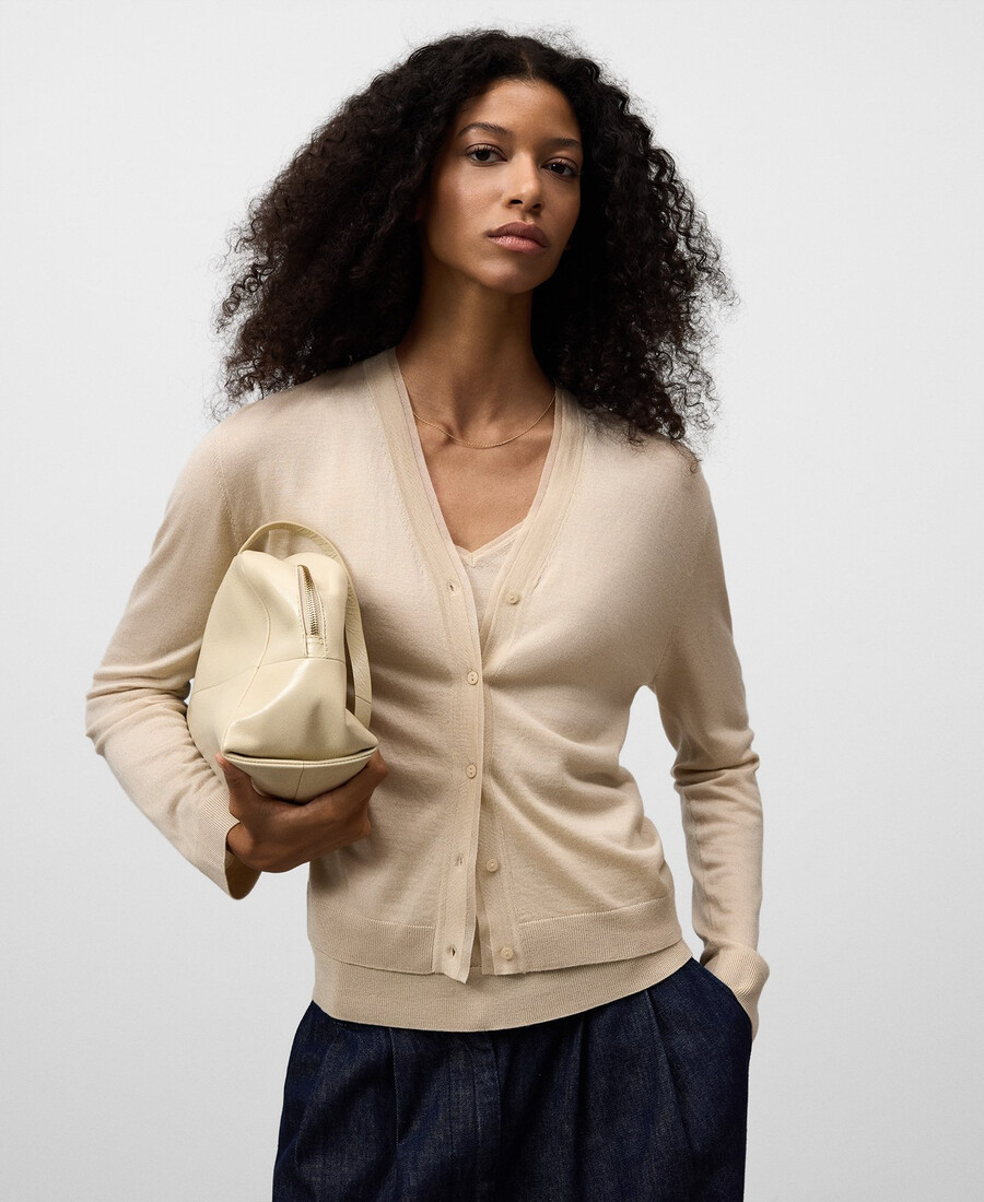 cardigan in maglia semitrasparente da donna
