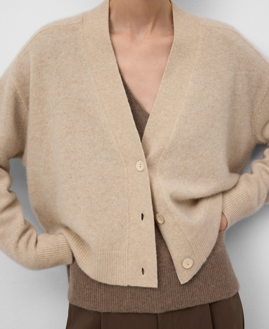 cardigan donna in cashmere con scollo a v
