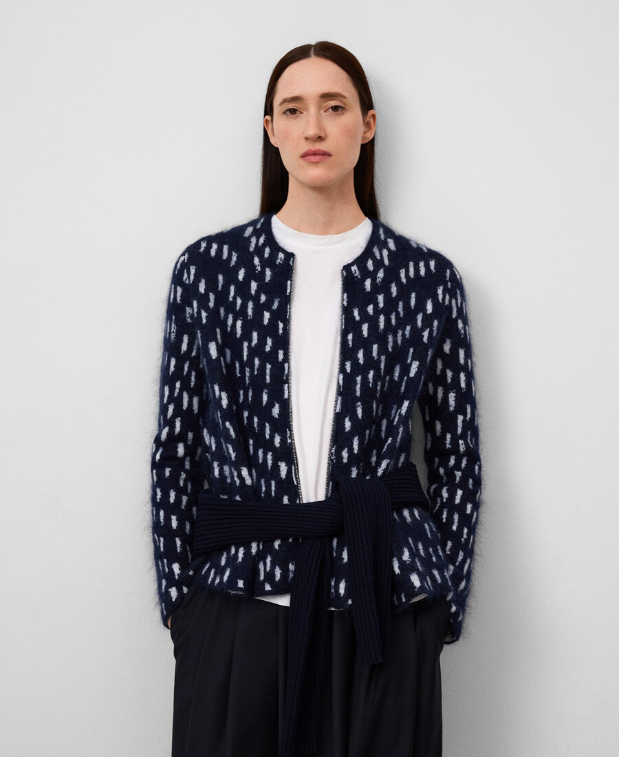 cardigan donna stampato in maglia jacquard