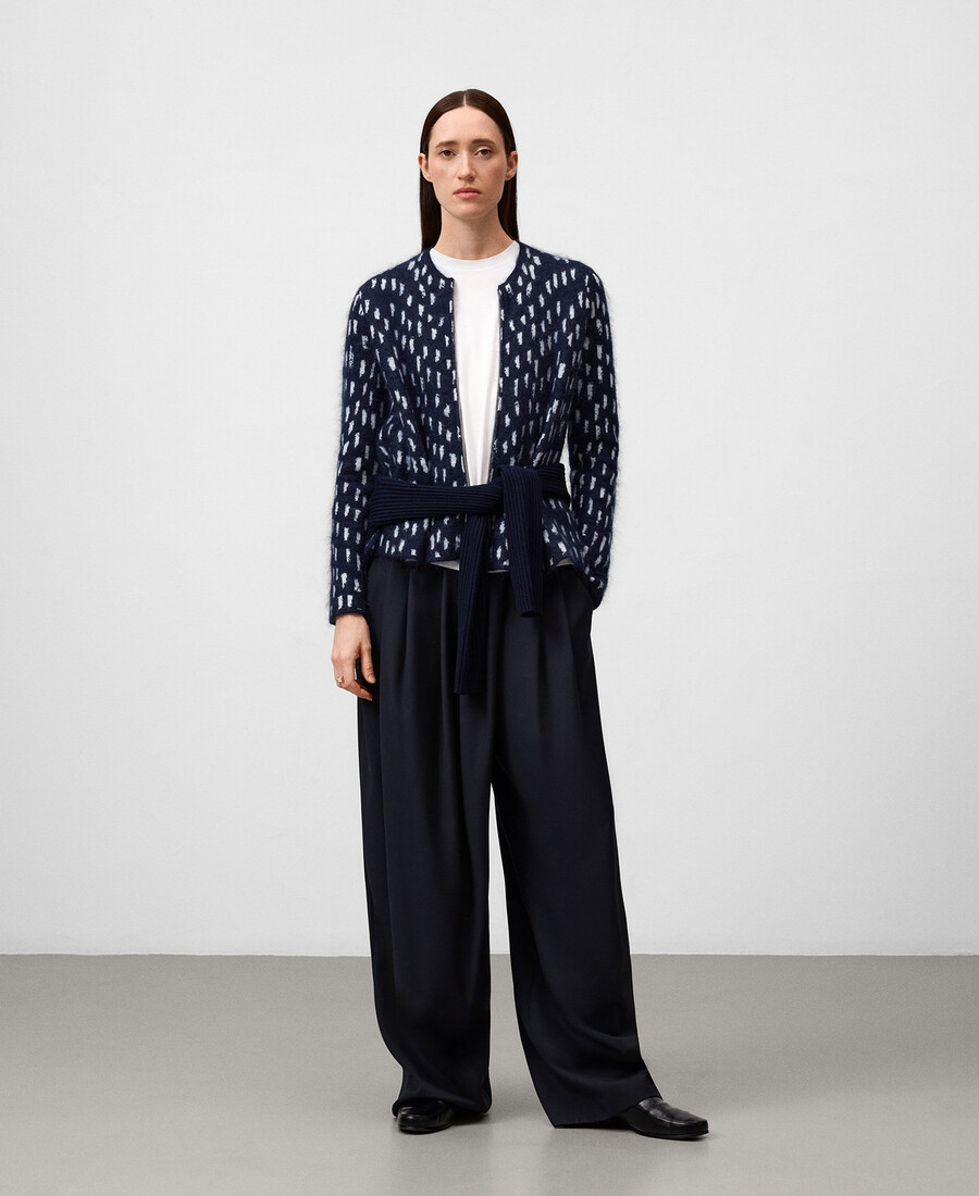 cardigan donna stampato in maglia jacquard