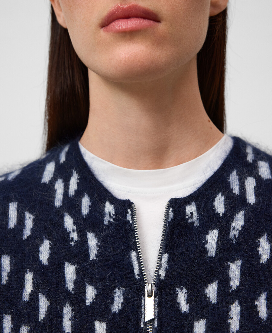 cardigan donna stampato in maglia jacquard