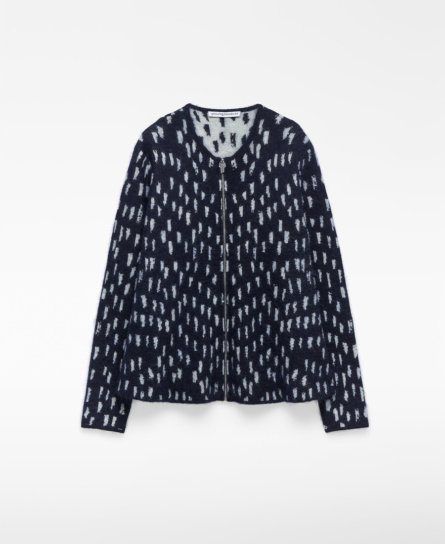 cardigan donna stampato in maglia jacquard