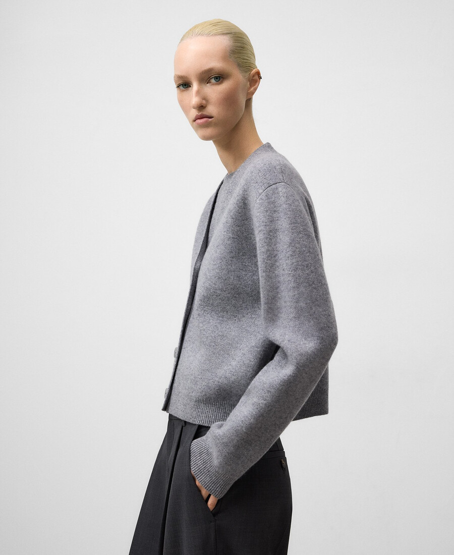 cardigan corto in lana da donna