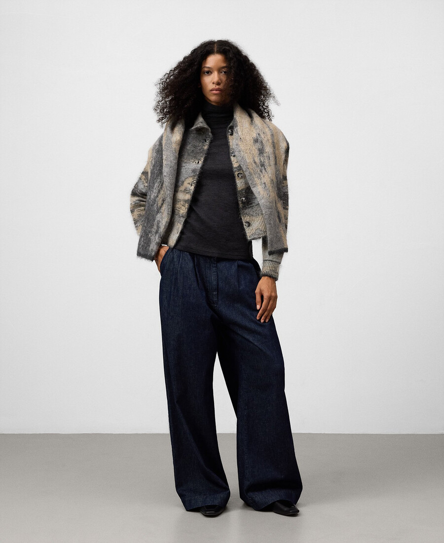cardigan da donna in maglia jacquard sfumata