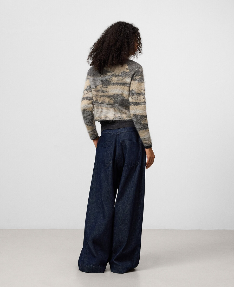cardigan da donna in maglia jacquard sfumata
