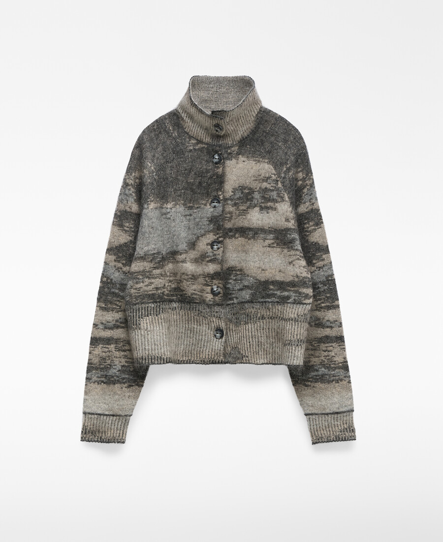 cardigan da donna in maglia jacquard sfumata