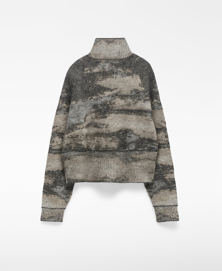 cardigan da donna in maglia jacquard sfumata