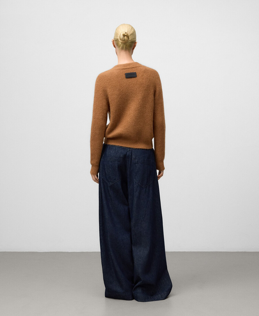 cardigan donna con scollo a v in maglia spazzolata