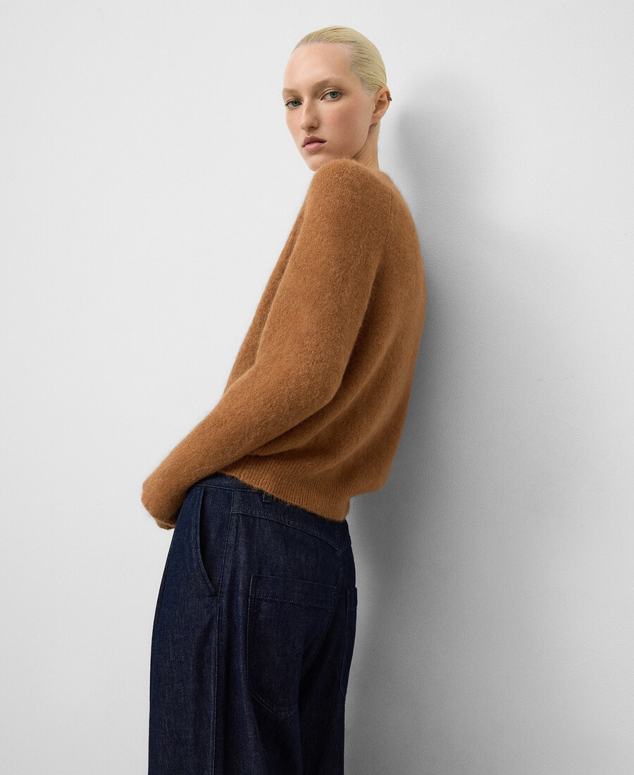 cardigan donna con scollo a v in maglia spazzolata